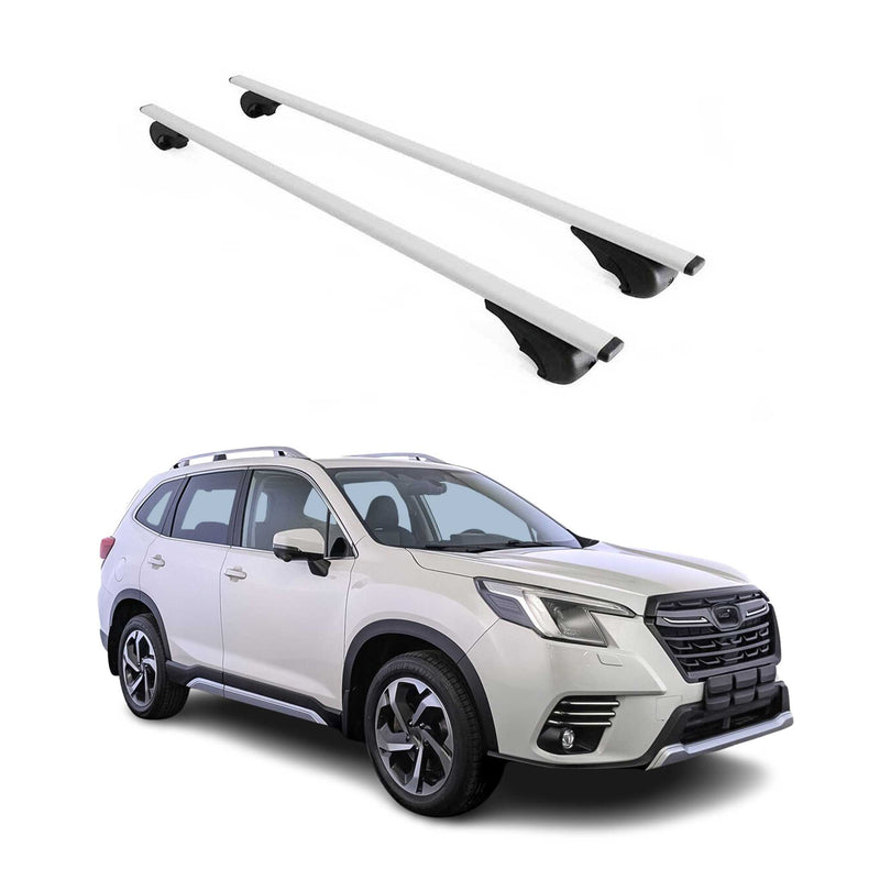 Barres de toit Transversales pour Subaru Forester 2018-2024 Fer Argent