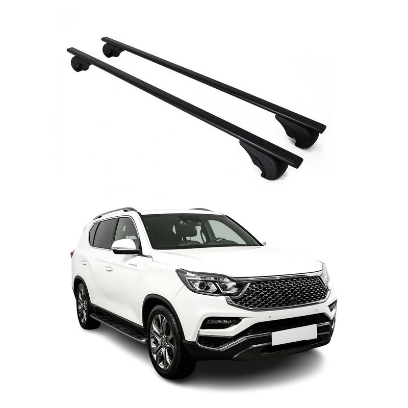 Barres de toit Transversales pour Ssangyong Rexton Y400 2017-2021 Fer Noir