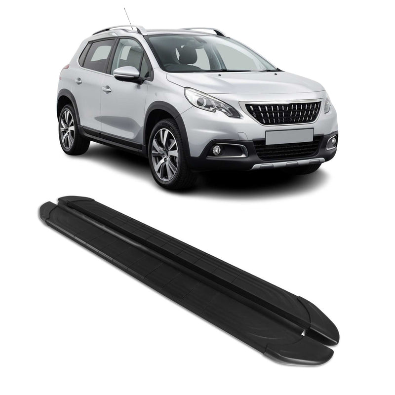 Marchepieds Latéraux pédale pour Peugeot 2008 2017-2019 2Pcs Aluminium Noir