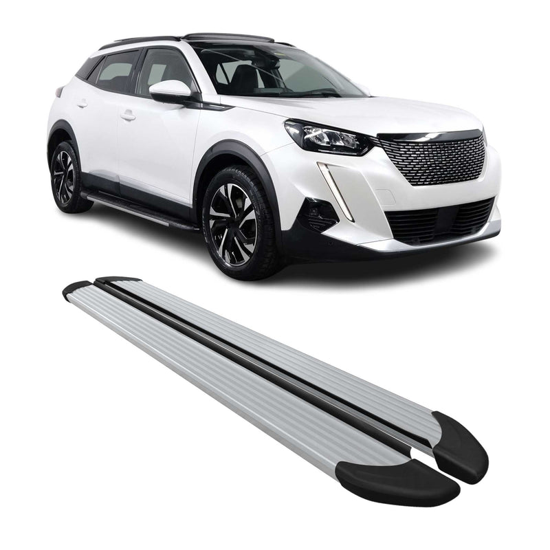 Marchepieds Latéraux pédale pour Peugeot 2008 2020-2024 Aluminium Argent 2Pcs