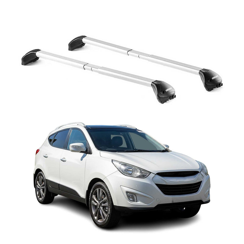 Barres de toit pour Hyundai ix35 LM 2010-2015 5P Gris Argenté 2 pièces ABE