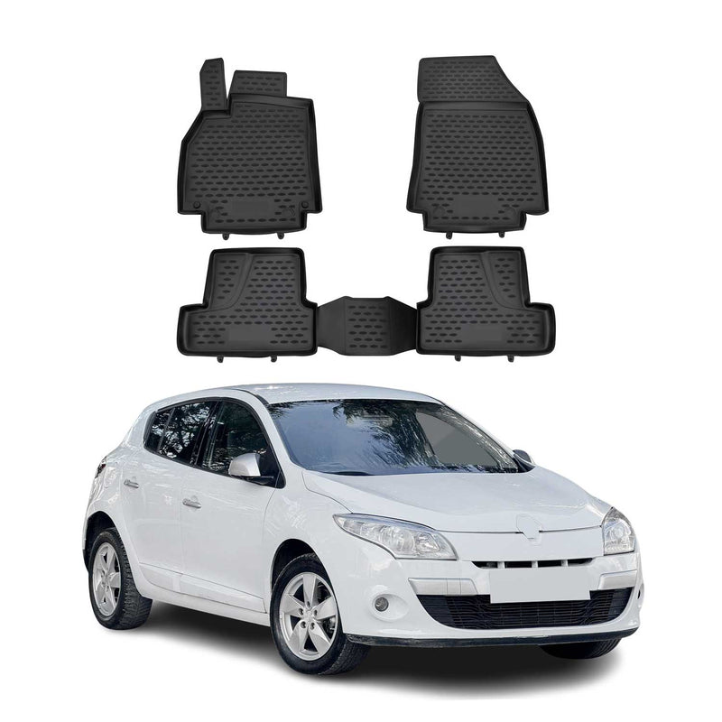 OMAC Tapis de sol pour Renault Megane 2009-2016 sur mesure en caoutchouc Noir