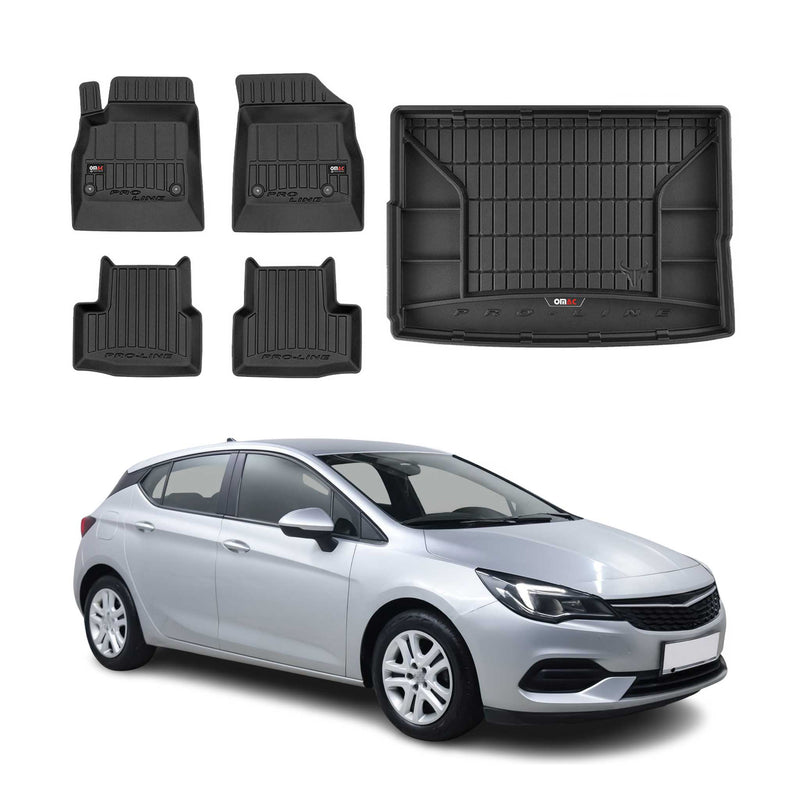 Kit Tapis de Sol et Coffre pour Opel Astra K 2015-2022 TPE Noir