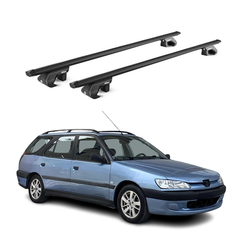 Barres de toit transversales pour Peugeot 306 Break 1994-2002 Alu Noir 2x ABE