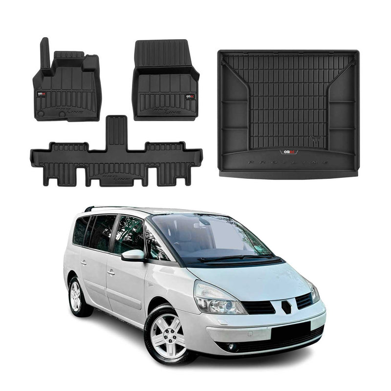 Kit Tapis de Sol et Coffre pour Renault Espace 2002-2014 TPE Noir