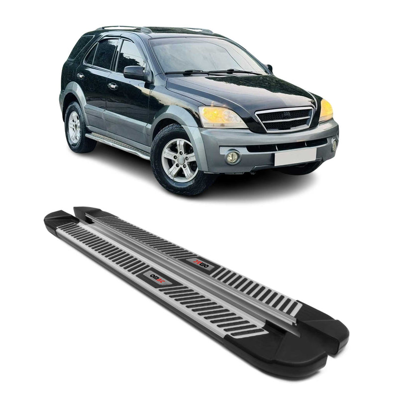 Marchepieds Latéraux pour Kia Sorento 2002-2009 Noir Gris Aluminium 2Pcs