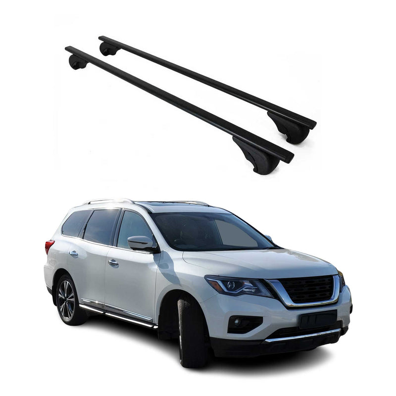 Barres de toit Transversales pour Nissan Pathfinder R53 2020-2021 Fer Noir