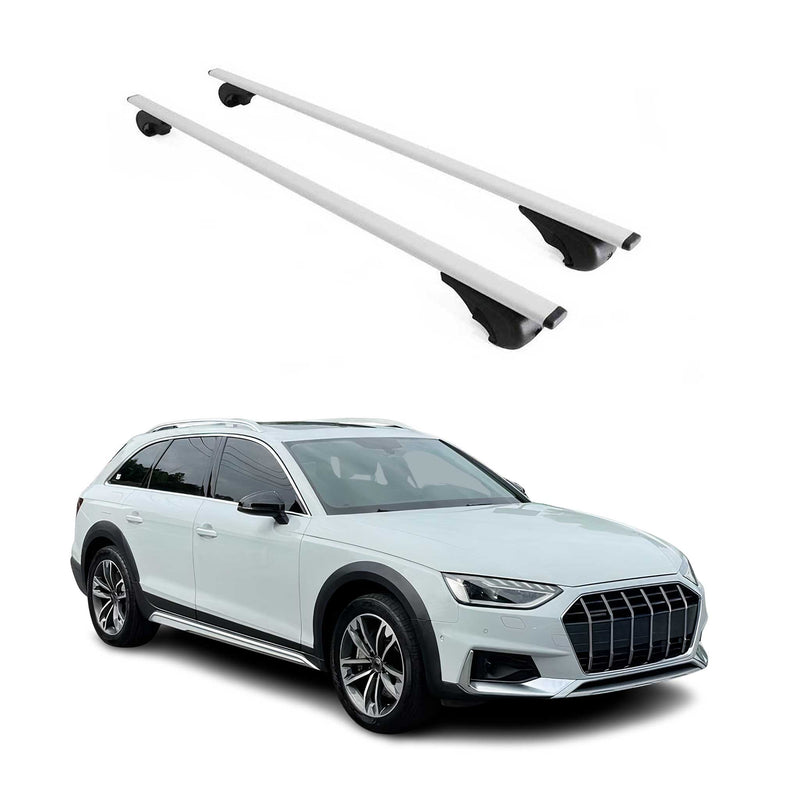 Barres de toit transversales pour Audi A4 B9 Allroad 2016-2024 Fer Argent