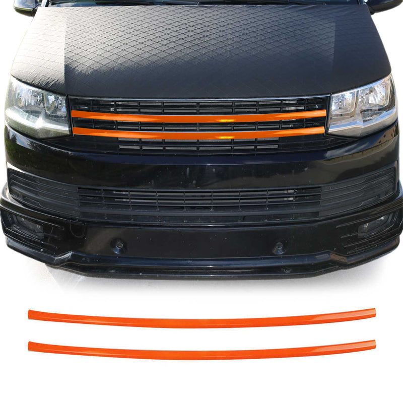 Moulure Grille de Calandre pour VW T6 Transporter 2015-2019 Orange Acier 2Pcs