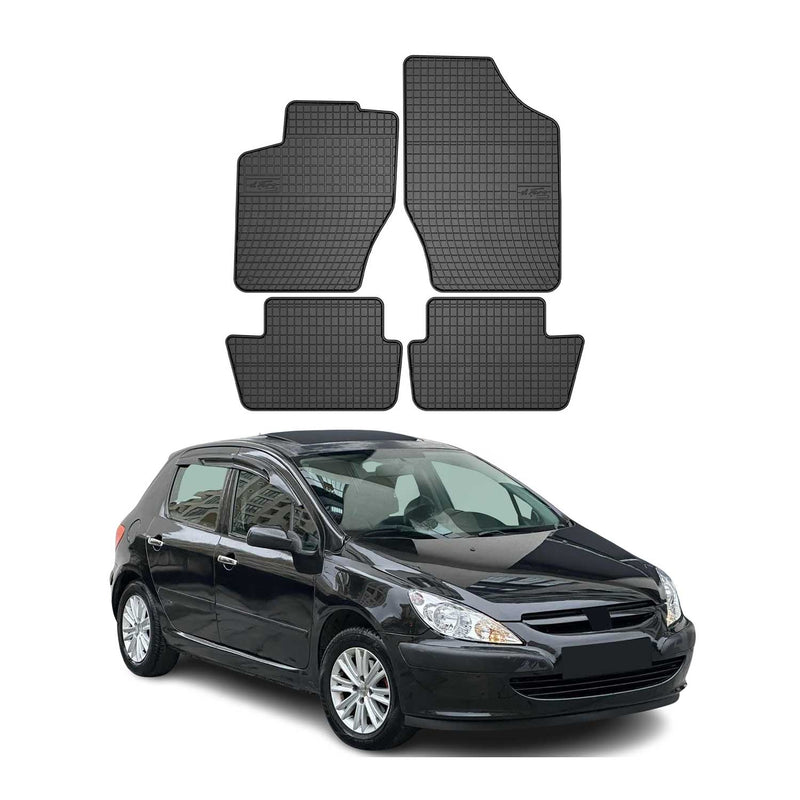 Tapis de Sol pour Peugeot 307 2001-2008 Caoutchouc Noir