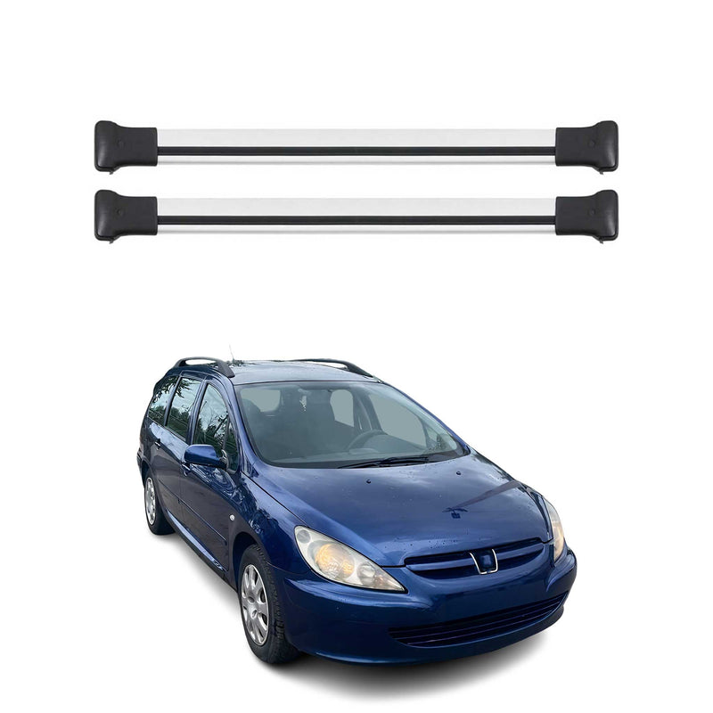 Barres de Toit transversales pour Peugeot 307 Break 2002-2008 Aluminium Gris 2x