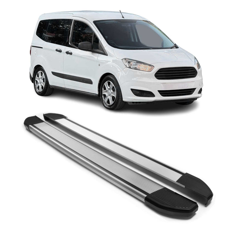 Marchepieds Latéraux pour Ford Tourneo Courier 2014-2024 L1 Alu Argent 2Pcs