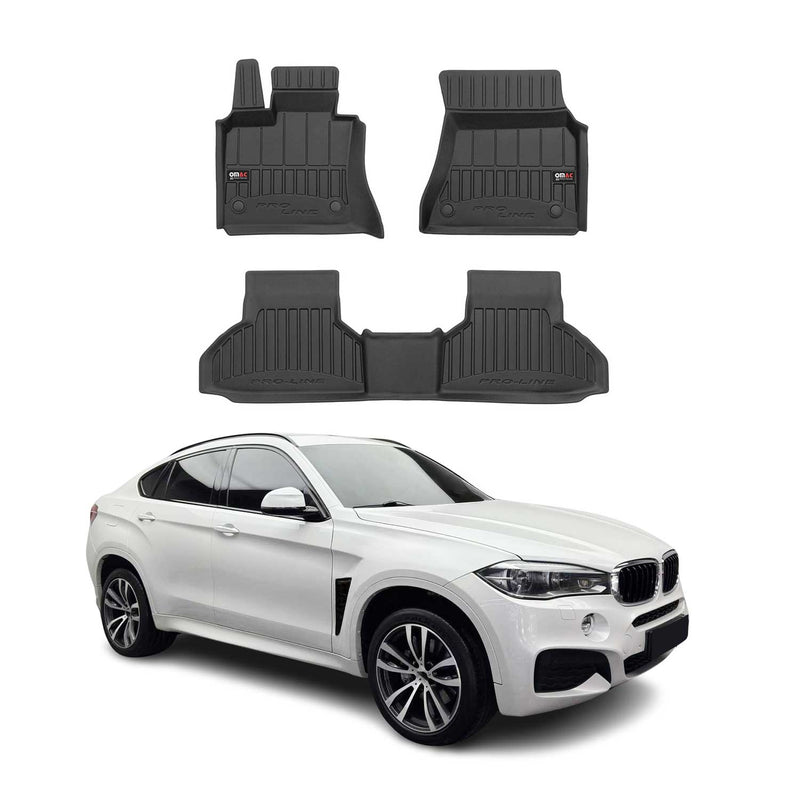 OMAC Tapis de sol caoutchouc pour BMW X6 F16 F86 2014-2019 Noir Premium