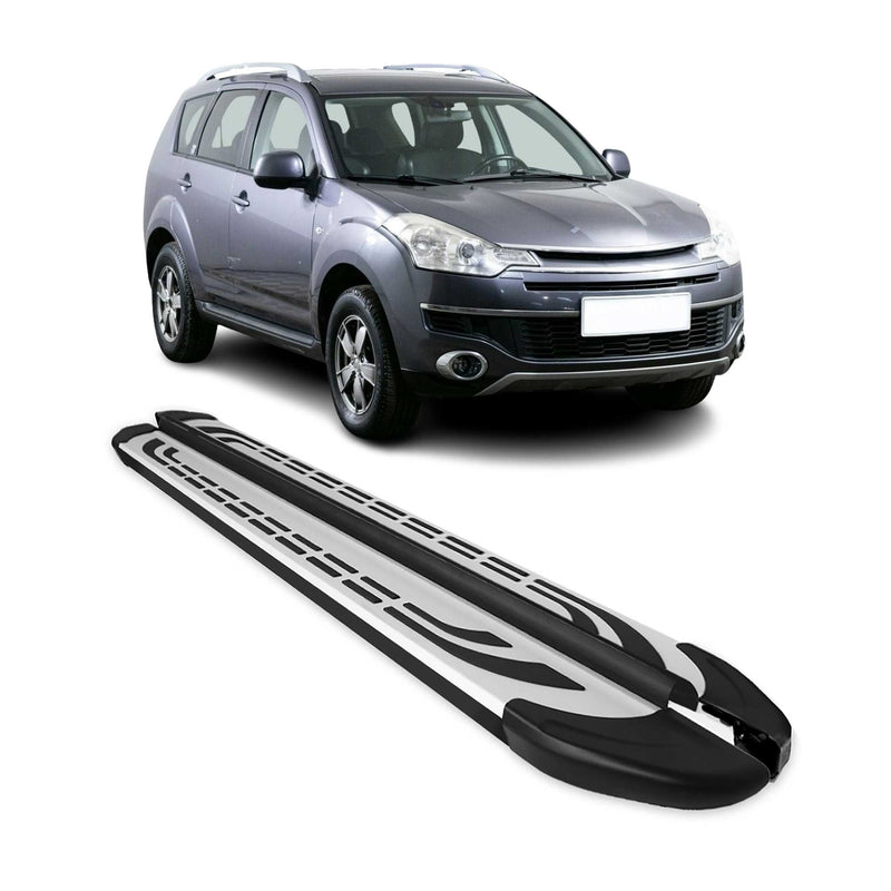 Marchepieds Latéraux pour Citroen C-Crosser 2007-2013 Aluminium Gris Noir 2Pcs
