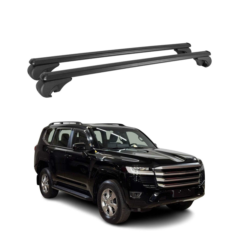 Barres de toit transversales pour Toyota Land Cruiser J250 2024 Alu Noir 2Pcs