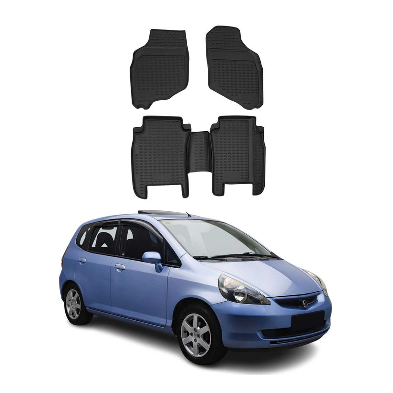 Tapis de sol pour Honda Jazz 2001-2007 en caoutchouc TPE 3D Noir 4Pcs