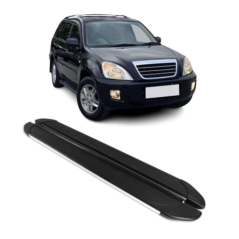 Marchepieds Latéraux pour Chery Tiggo 2005-2014 Aluminium Gris Noir 2Pcs