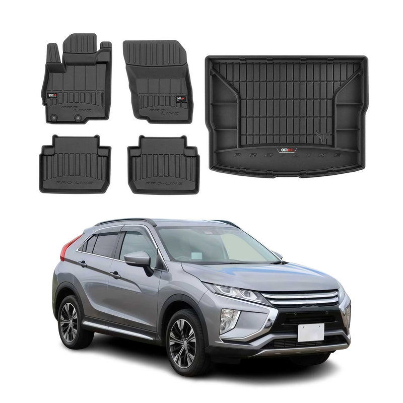 Kit Tapis de Sol et Coffre pour Mitsubishi Eclipse Cross 2017-2022 TPE Noir
