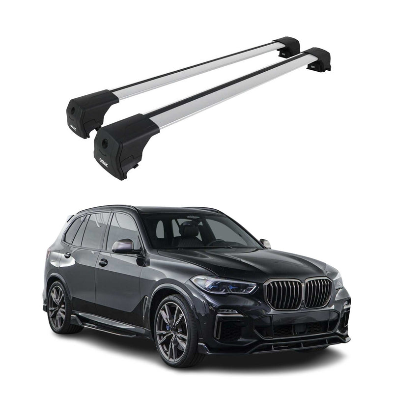 Barres de toit transversales pour BMW X5 G05 2018-2025 Aluminium Gris ABE