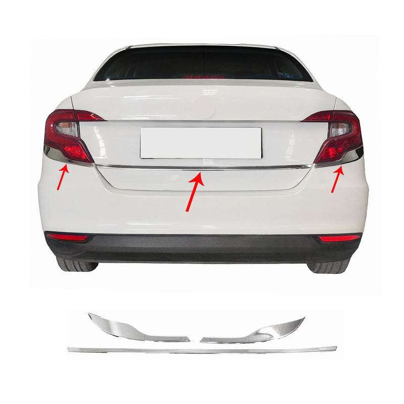 Cadre de Feu Stop Arrière pour Fiat Tipo 2016-2025 acier inox 3 Pcs