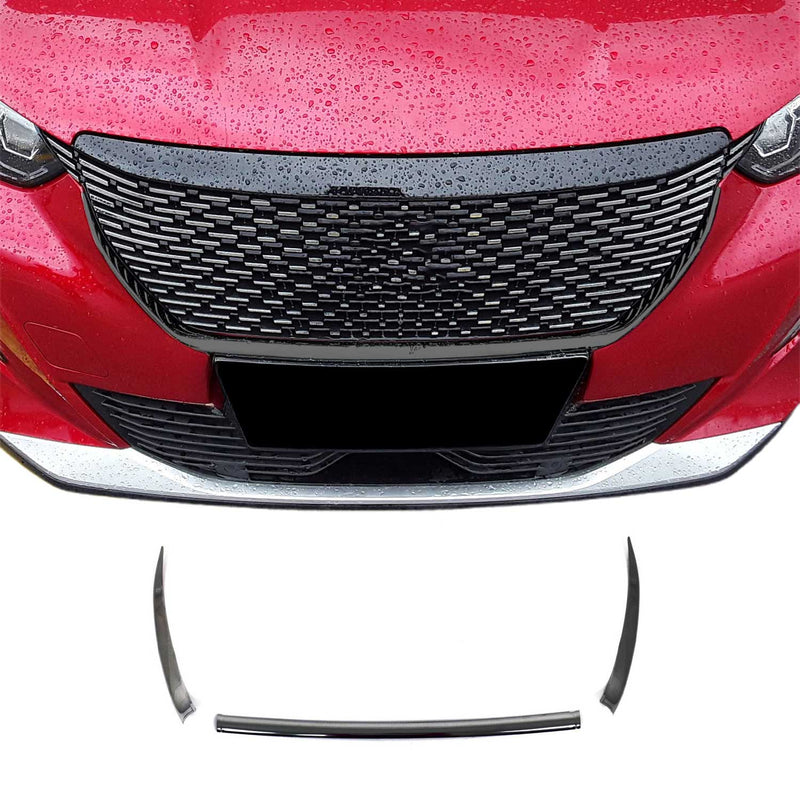 Moulure de Grille de Calandre pour Peugeot 2008 2019-2022 Chromé 3Pcs