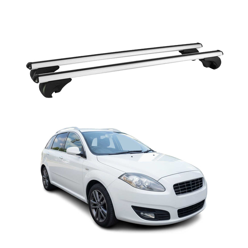 Barres de toit Transversales pour Fiat Croma 2005-2011 Break Aluminium Argent
