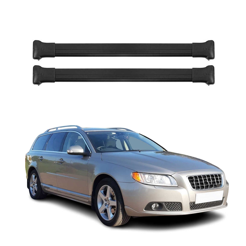 Barres de toit transversales pour Volvo V70 SW 2007-2016 Aluminium Noir