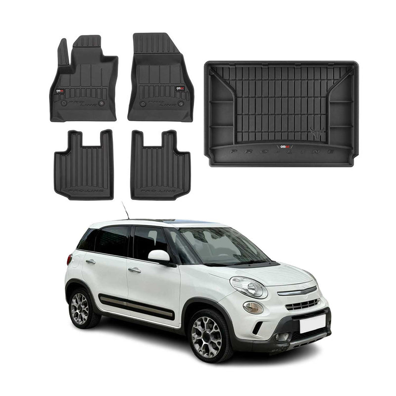 Kit Tapis de Sol et Coffre pour Fiat 500L 2012-2022 TPE Noir