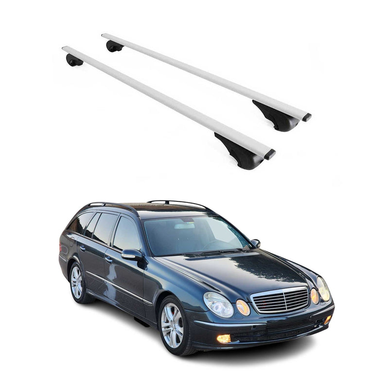 Barres de toit Transversales pour Mercedes Classe E S211 2003-2009 Fer Argent