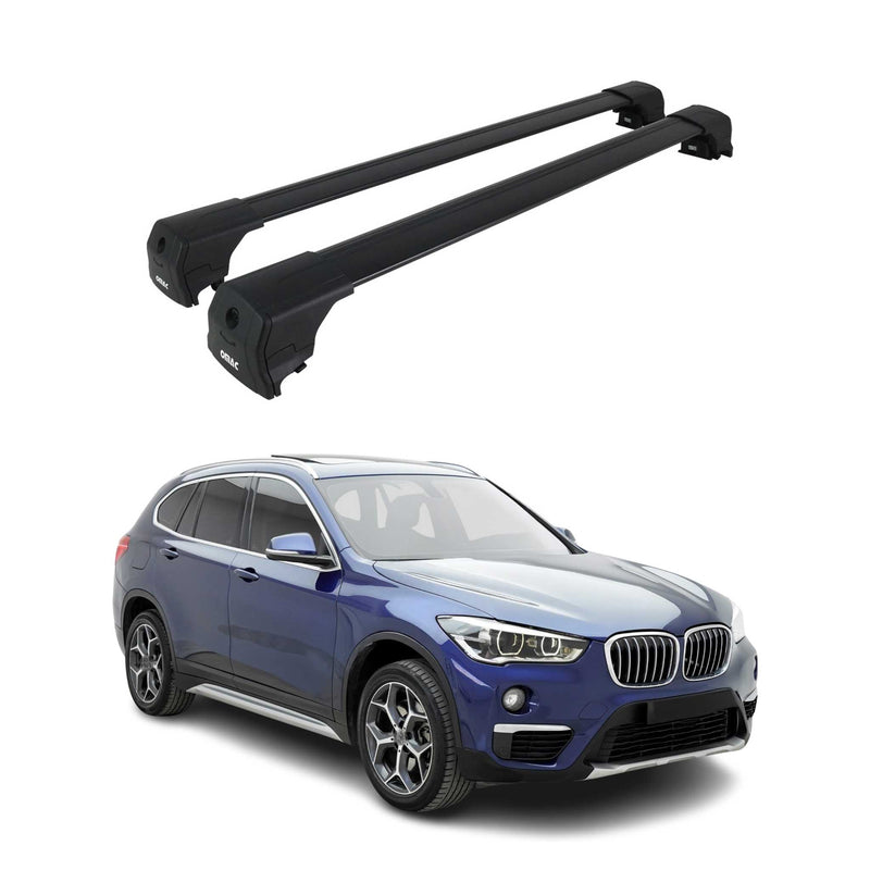 Barres de toit transversales Voiture pour BMW X1 F48 2015-2022 Alu Noir ABE