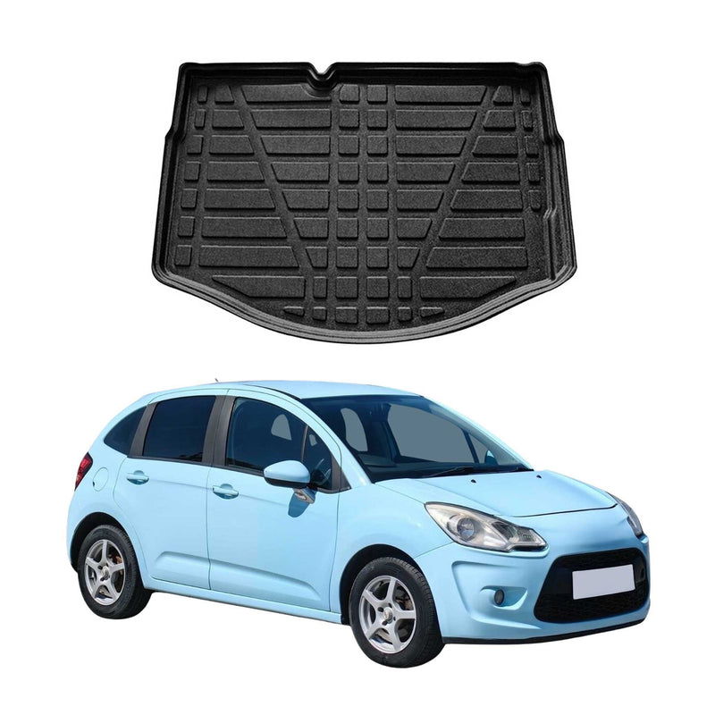 Tapis de Coffre pour Citroen C3 2009-2022 HB en TPE Noir