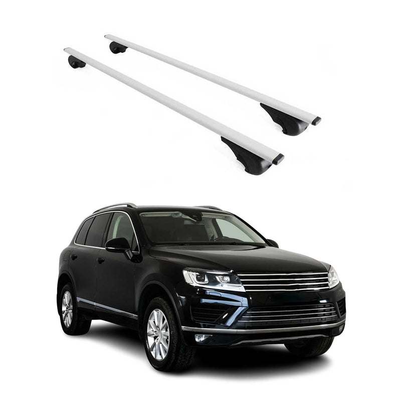 Barres de toit Transversales pour VW Touareg 2010-2024 Fer Argent