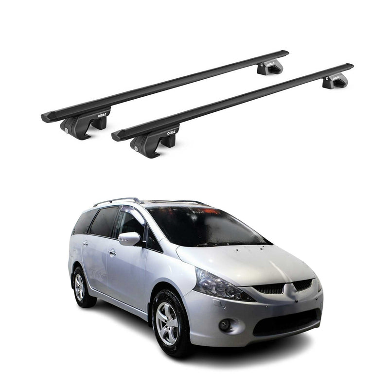 Barres de toit transversales ABE pour Mitsubishi Grandis NA 2003-11 Alu Noir 2x