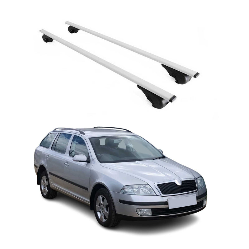 Barres de toit Transversales pour Skoda Octavia Break 2004-2012 Fer Argent