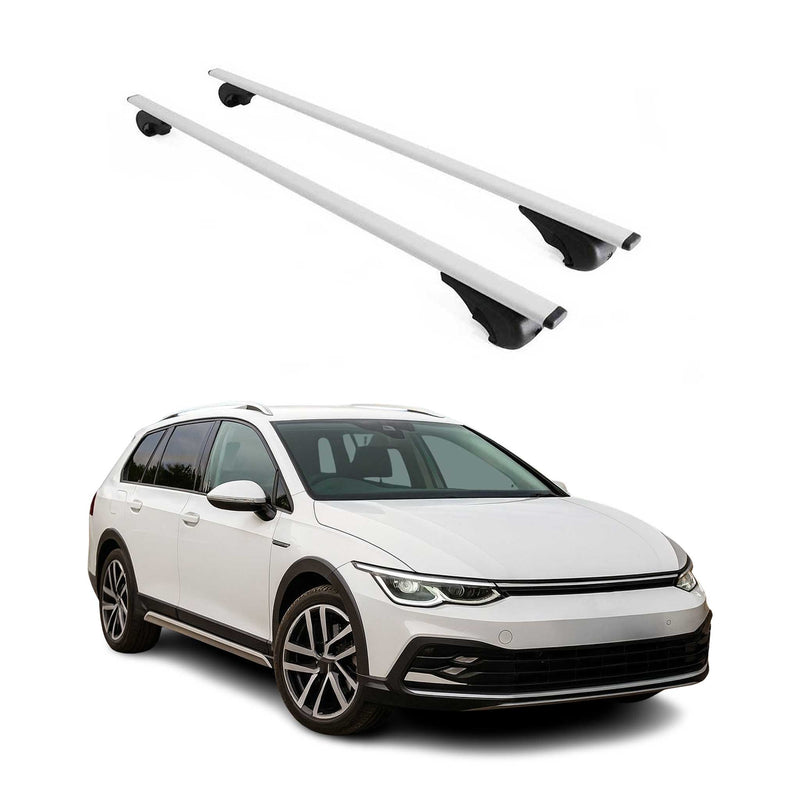 Barres de toit Transversales pour VW Golf V Altrack 2020-2024 Fer Argent