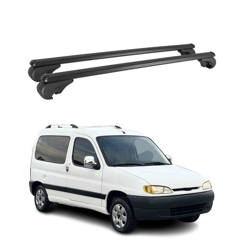 Barres de toit Transversales pour Peugeot Partner 1996-2008 Aluminium Noir