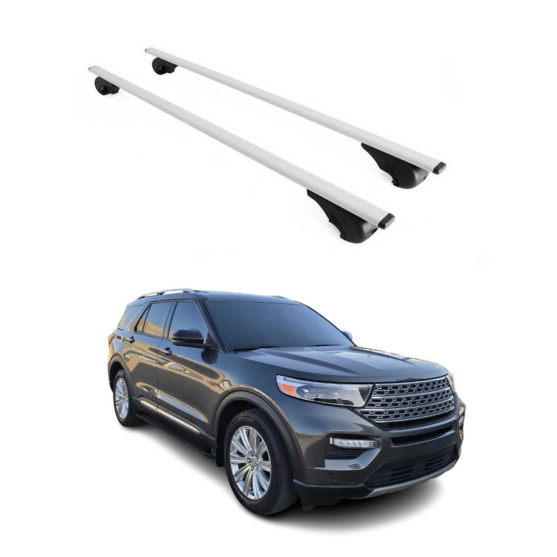 Barres de toit Transversales pour Ford Explorer 2020-2024 Fer Argent