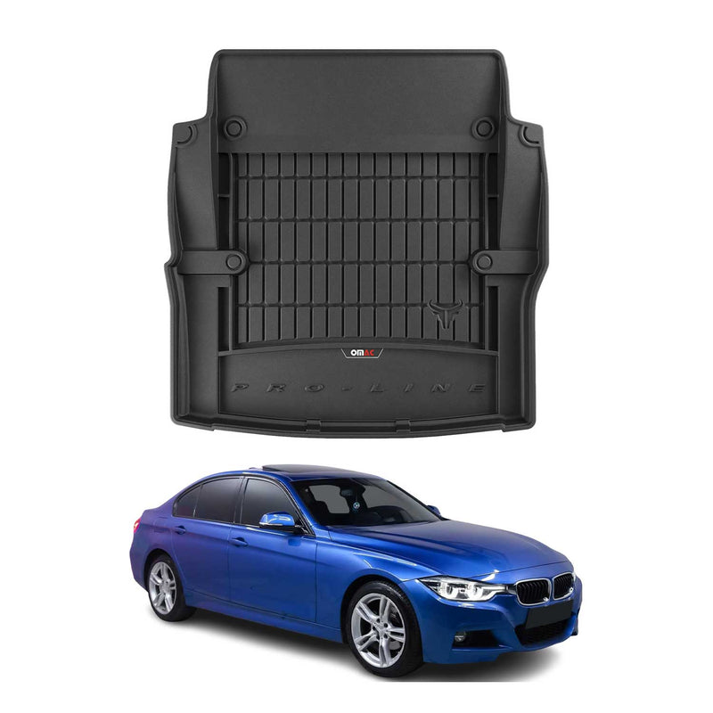 OMAC Tapis de coffre caoutchouc pour BMW Série 3 F30 F80 Berline 2011-2018 Noir