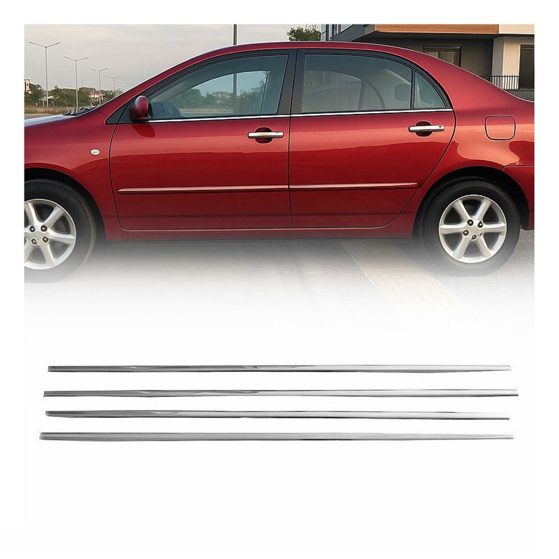 Baguettes pour contour Latérales pour Toyota Corolla 2002-2007 Acier inox Chromé