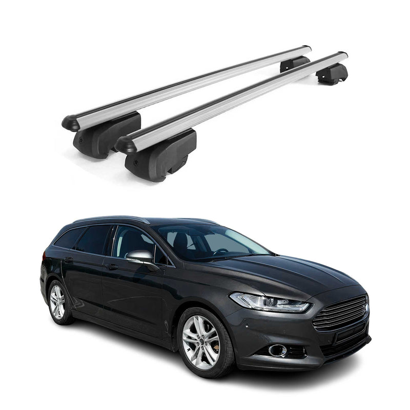 Barres de toit Transversales pour Ford Mondeo mk5 Wagon 2014-22 Alu Gris ABE