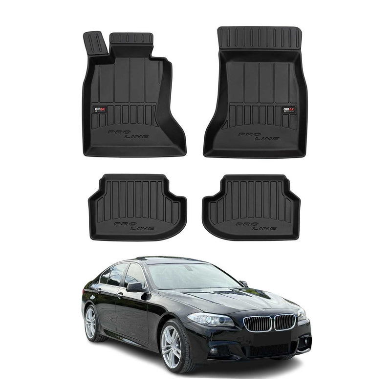 OMAC Tapis de sol caoutchouc pour BMW Série 5 F10 F11 2013-2017 Noir Premium