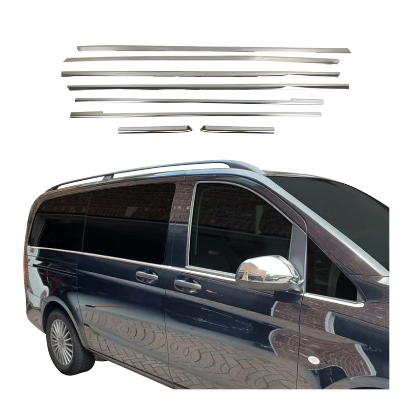 Garniture de Fenêtre pour Mercedes Vito W447 L2 2014-2025 Acier Inox 8Pcs