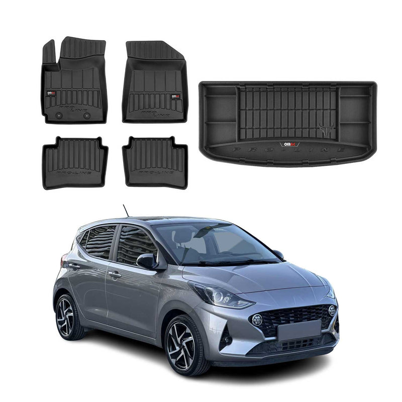 Kit Tapis de Sol et Coffre pour Hyundai i10 2019-2022 TPE Noir