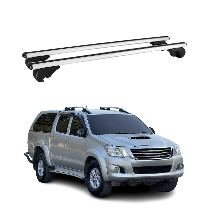 Barres de toit Transversales pour Toyota Hilux 2010-2015 Aluminium Argent