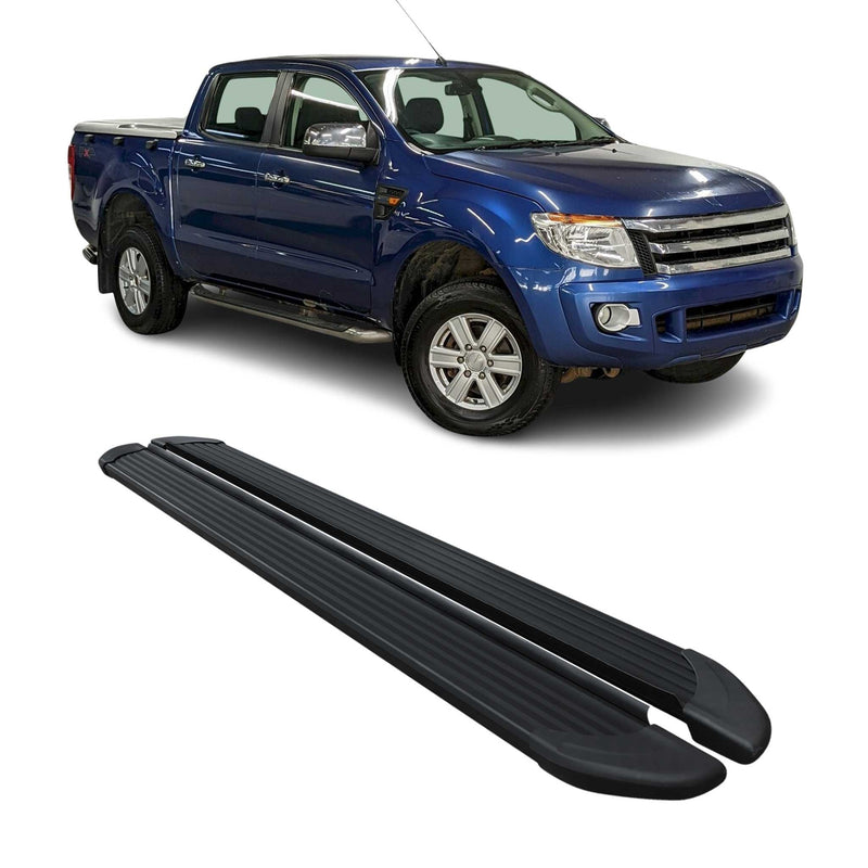 Marchepieds Latéraux pédale pour Ford Ranger T6 2012-22 DoubleCab Alu Noir 2Pcs