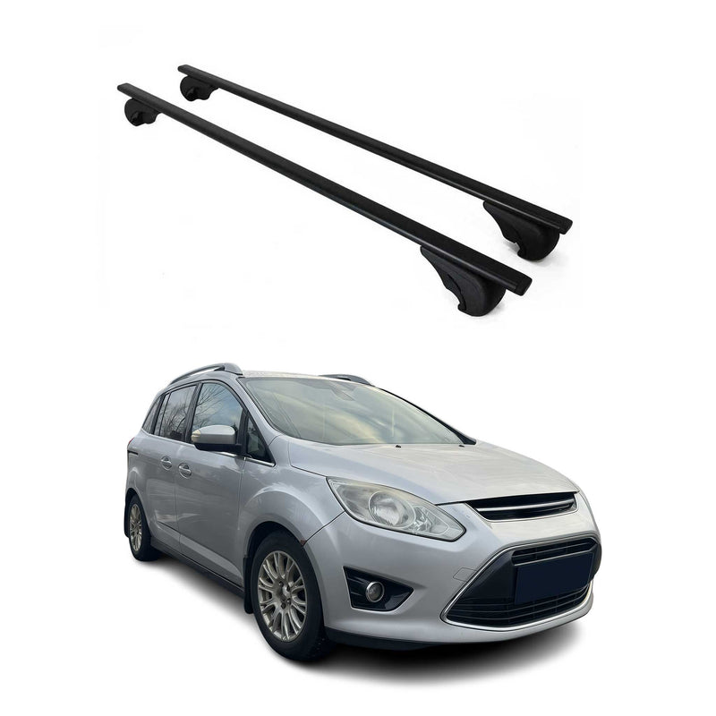 Barres de toit Transversales pour Ford Grand C-Max 2010-2021 Fer Noir