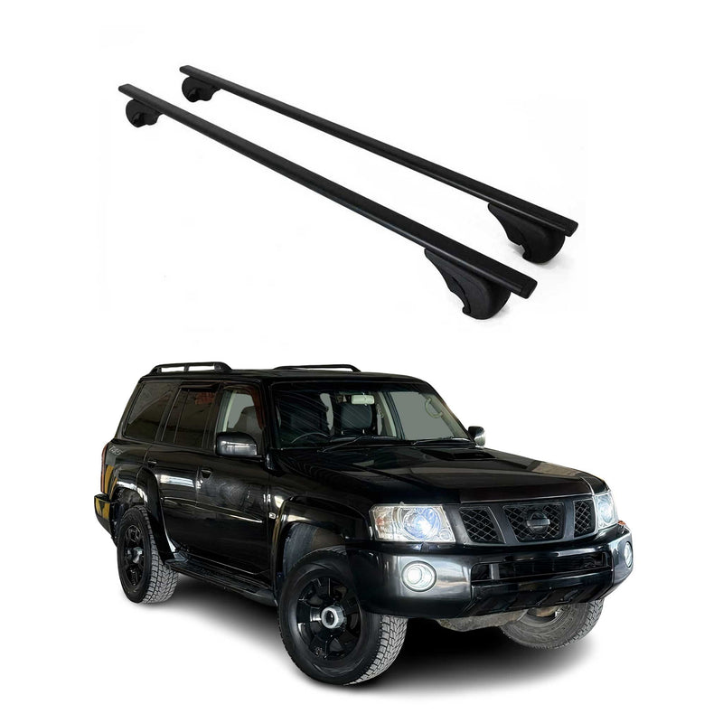 Barres de toit Transversales pour Nissan Patrol GR Y61 1997-2013 Fer Noir