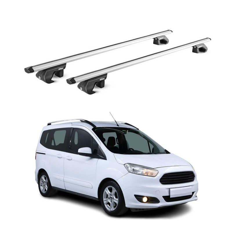 Barres de toit transversales pour Ford Courier Tourneo 2013-2025 Alu Gris 2x ABE