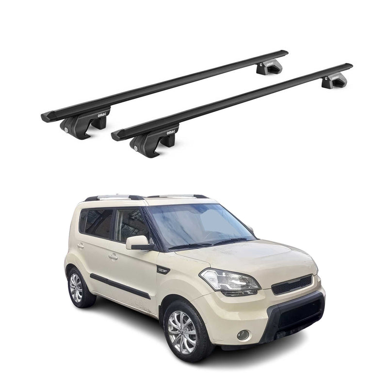 Barres de toit transversales ABE pour Kia Soul AM 2008-2013 5 P Alu Noir 2x