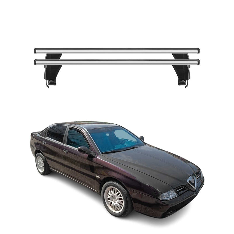 Menabo Barres de toit transversales pour Alfa Romeo 166 1998-2007 Alu Gris 2x
